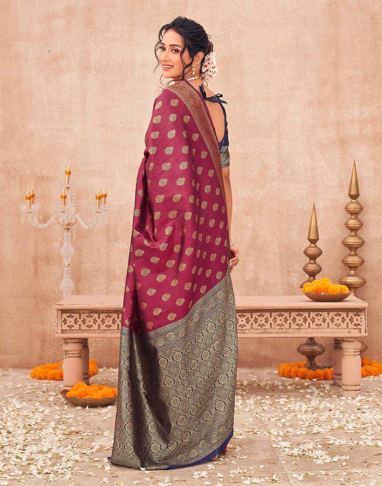 Magenta Shimmer Silk Woven Banarasi Saree