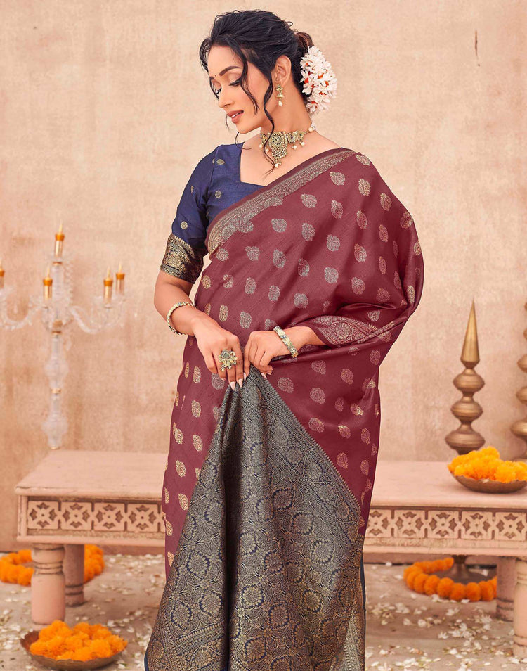 Magenta Shimmer Silk Woven Banarasi Saree