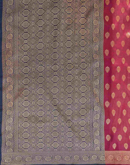 Magenta Shimmer Silk Woven Banarasi Saree