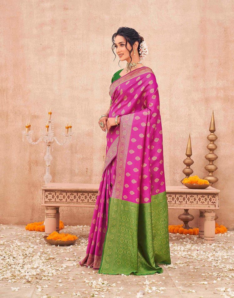 Pink Shimmer Silk Woven Banarasi Saree