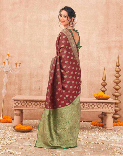 Maroon Shimmer Silk Woven Banarasi Saree