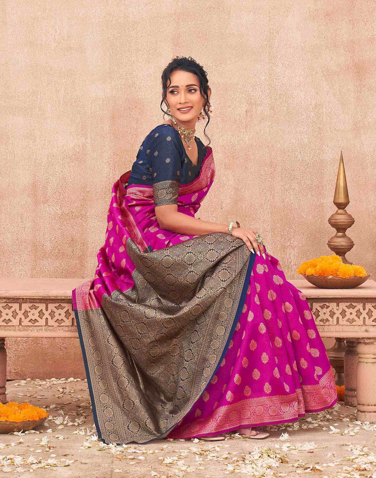 Pink Shimmer Silk Woven Banarasi Saree