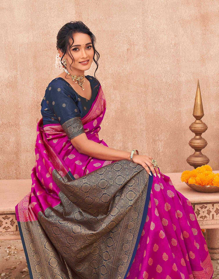 Pink Shimmer Silk Woven Banarasi Saree