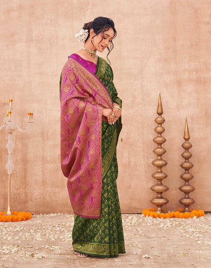 Green Shimmer Silk Woven Banarasi Saree