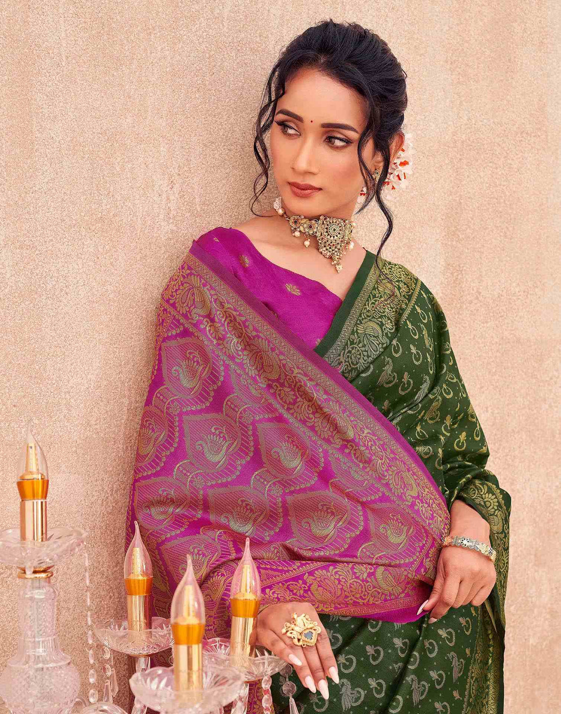 Green Shimmer Silk Woven Banarasi Saree