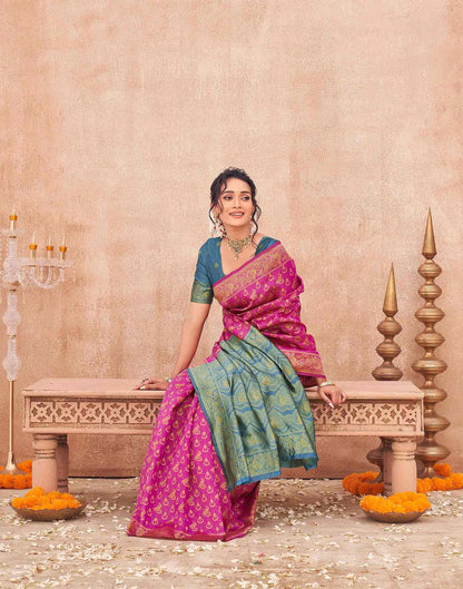 Pink Shimmer Silk Woven Banarasi Saree