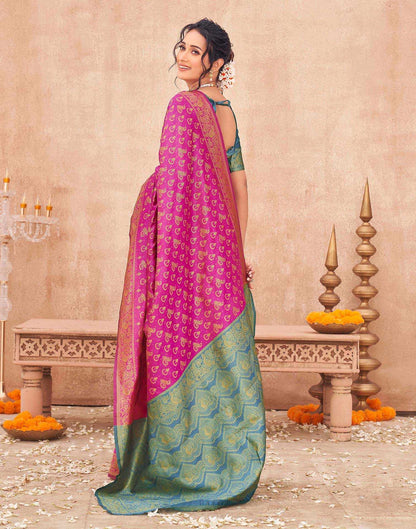 Pink Shimmer Silk Woven Banarasi Saree