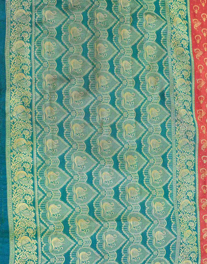 Coral Pink Shimmer Silk Woven Banarasi Saree
