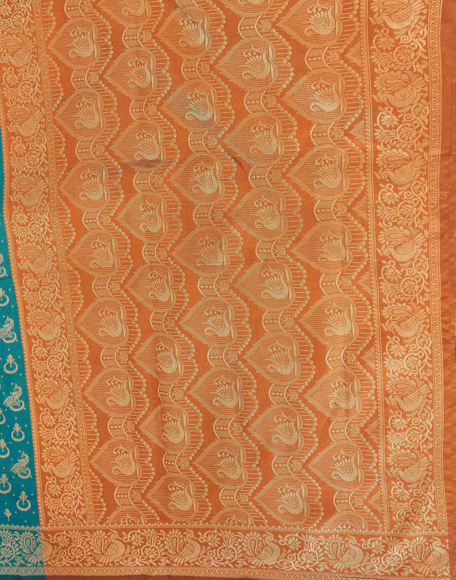 Teal Green Shimmer Silk Woven Banarasi Saree