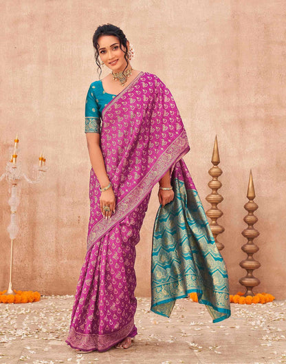 Magenta Shimmer Silk Woven Banarasi Saree