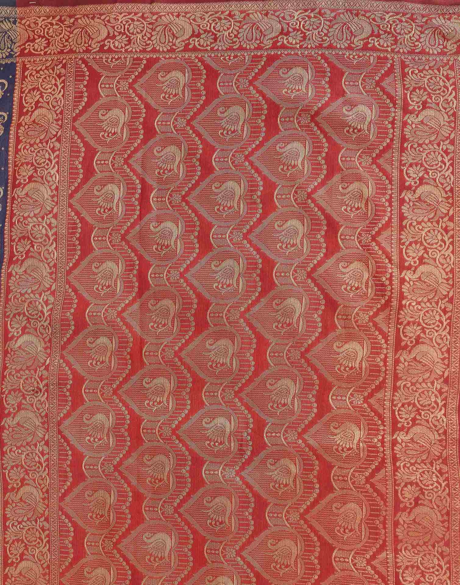 Navy Blue Shimmer Silk Woven Banarasi Saree