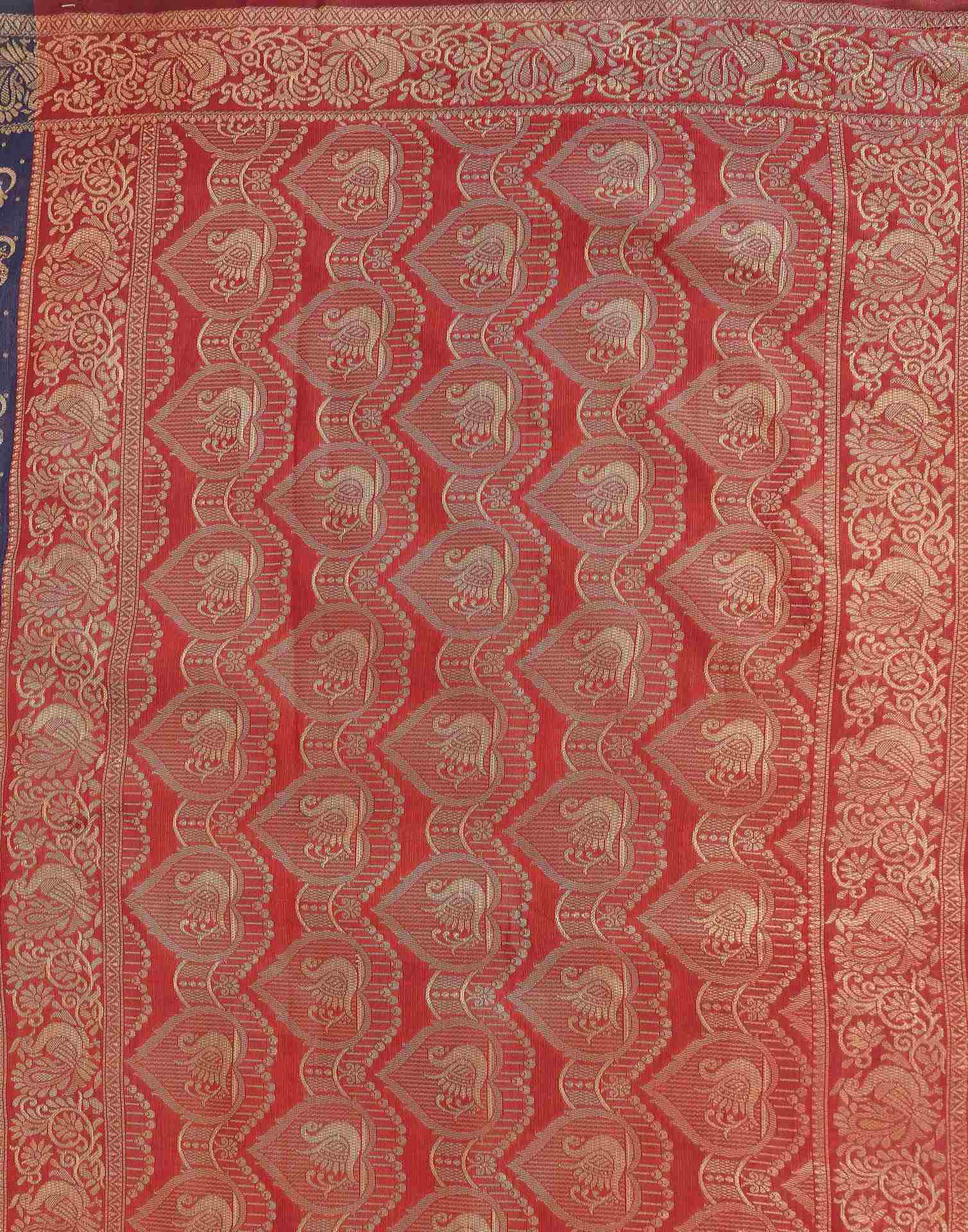 Navy Blue Shimmer Silk Woven Banarasi Saree