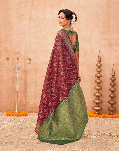 Maroon Shimmer Silk Woven Banarasi Saree