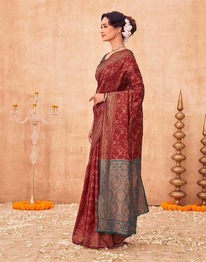 Maroon Shimmer Silk Woven Banarasi Saree
