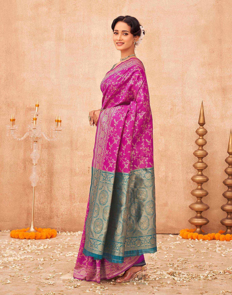 Pink Shimmer Silk Woven Banarasi Saree