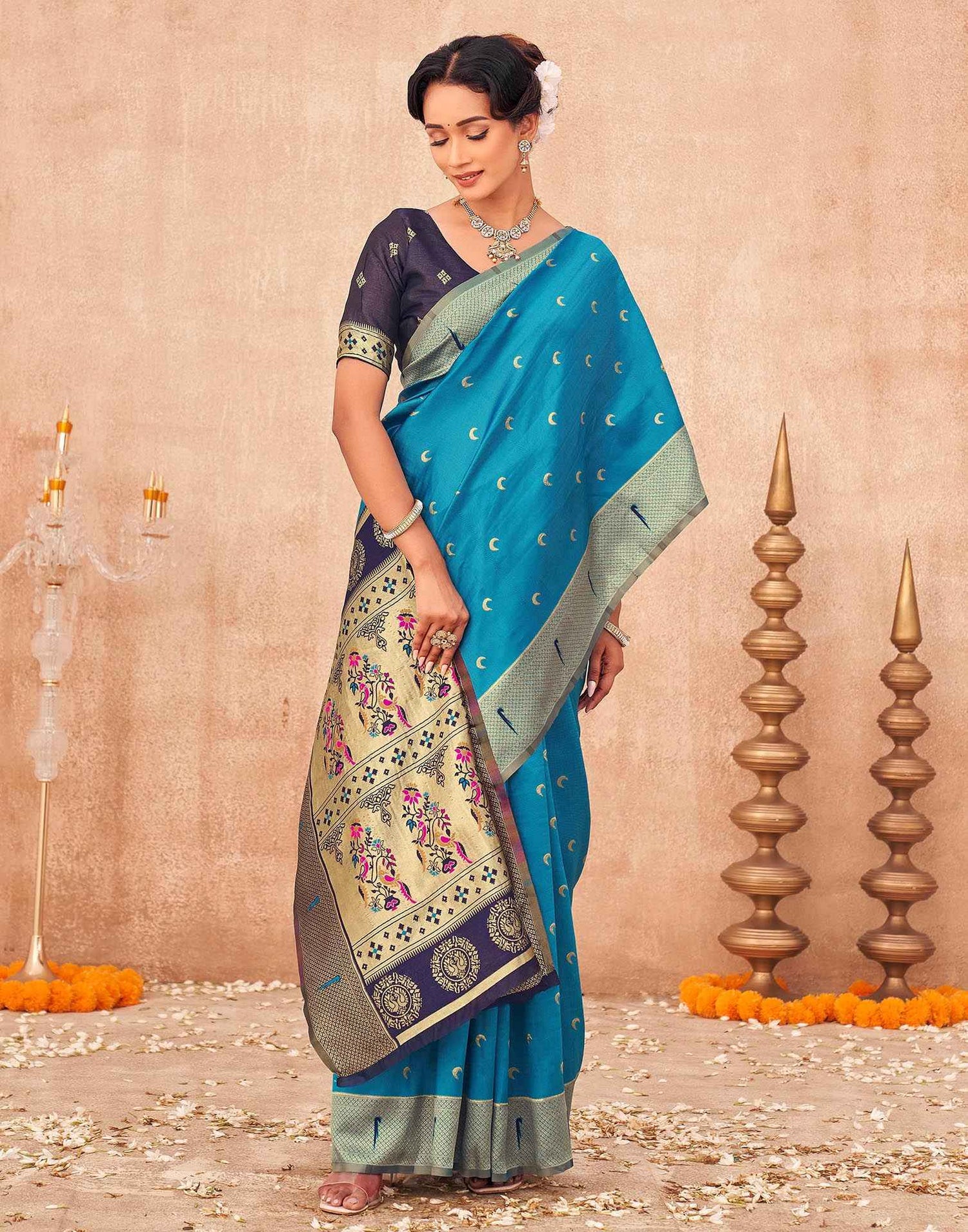 Blue Silk Woven Paithani Saree