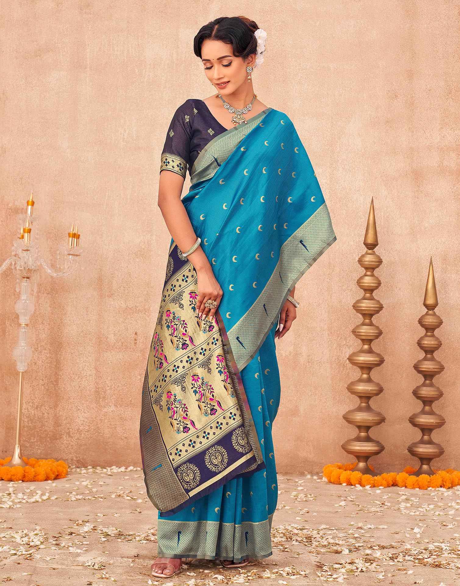 Blue Silk Woven Paithani Saree