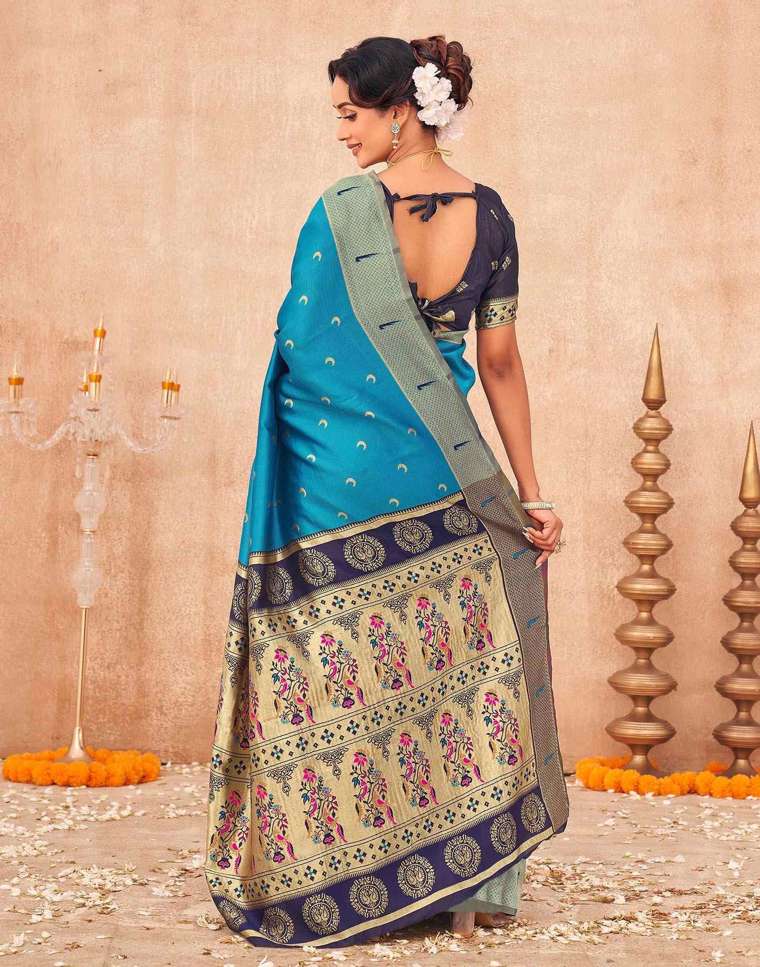 Blue Silk Woven Paithani Saree