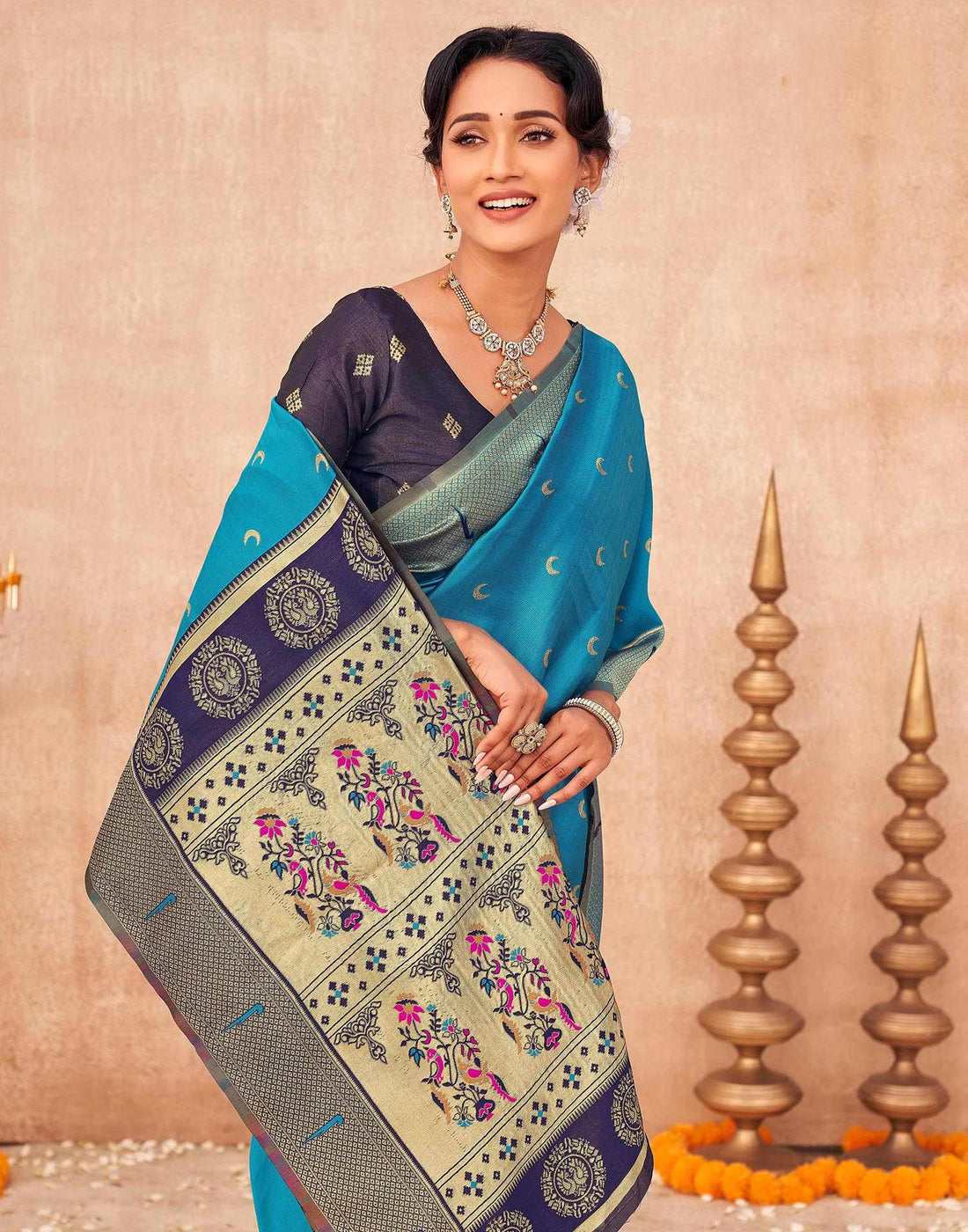 Blue Silk Woven Paithani Saree