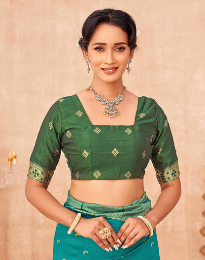 Teal Green Silk Woven Paithani Saree