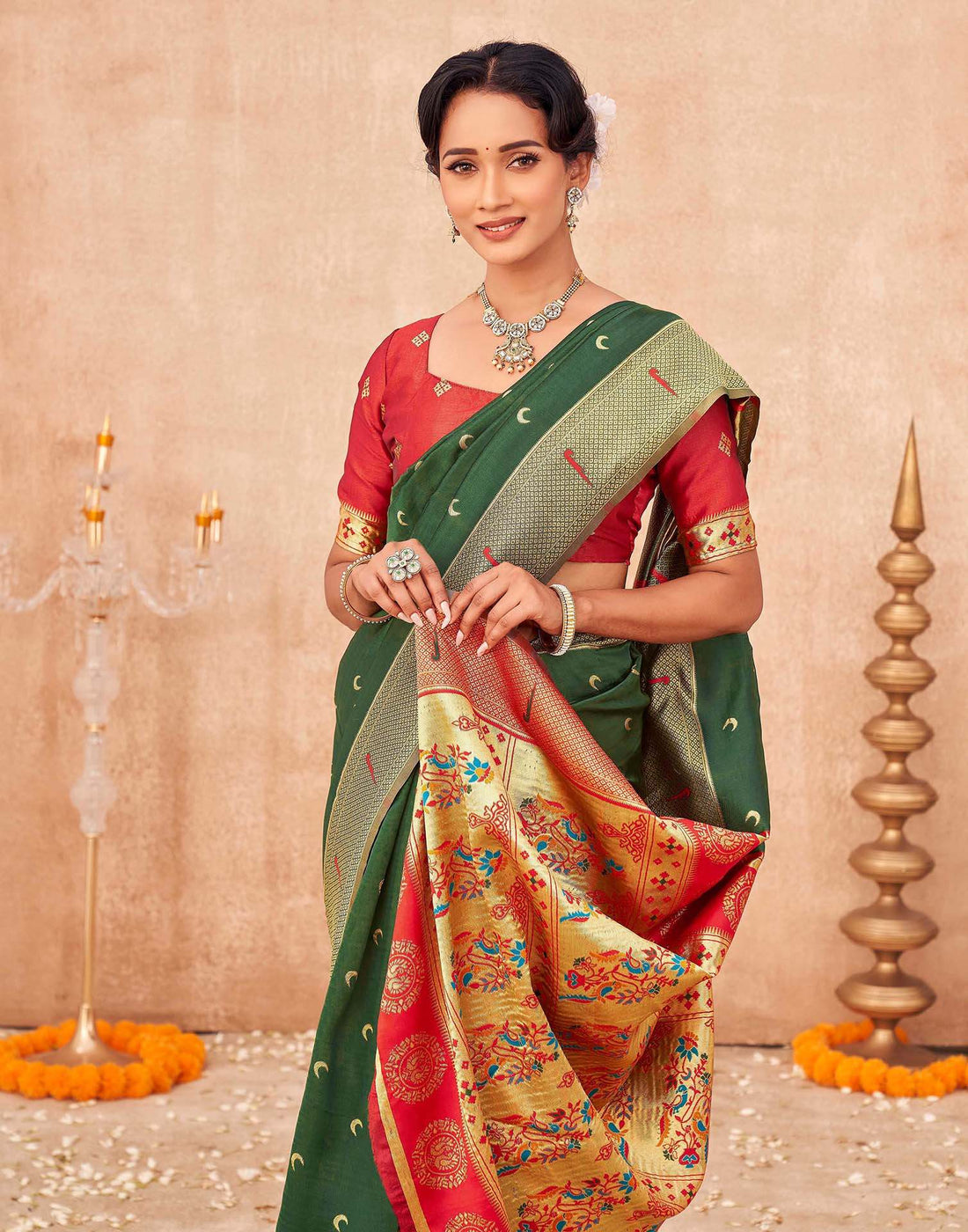 Green Silk Woven Paithani Saree