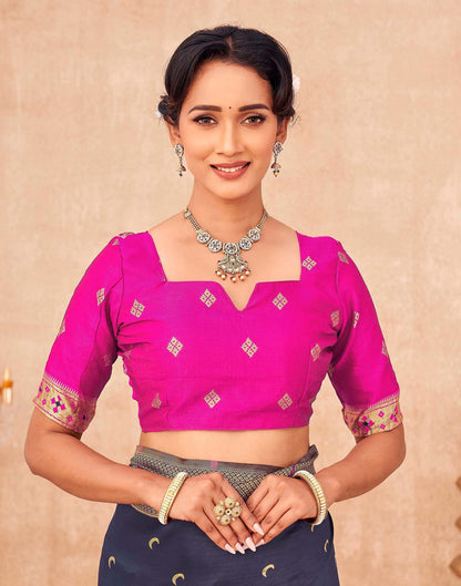 Navy Blue Silk Woven Paithani Saree