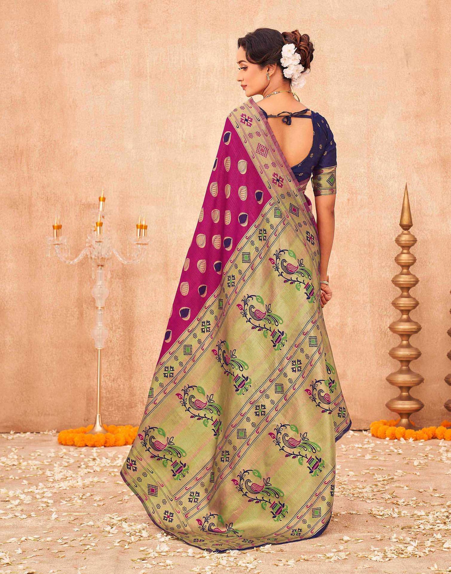 Magenta Shimmer Silk Woven Paithani Saree