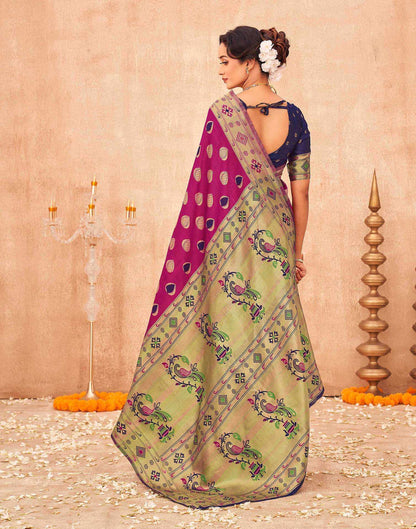 Magenta Shimmer Silk Woven Paithani Saree