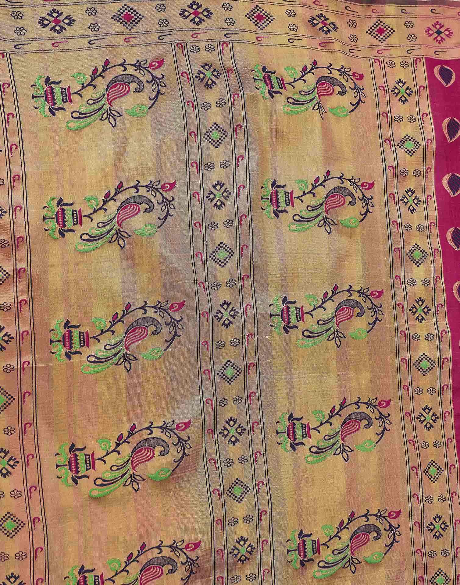 Magenta Shimmer Silk Woven Paithani Saree