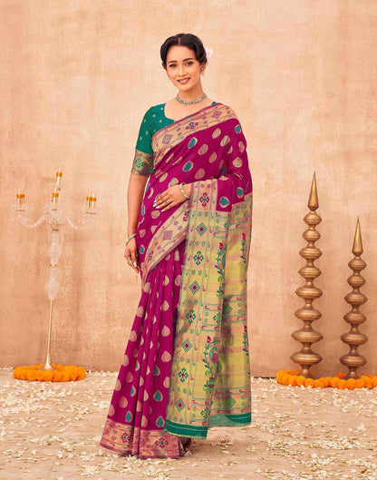 Magenta Shimmer Silk Woven Paithani Saree
