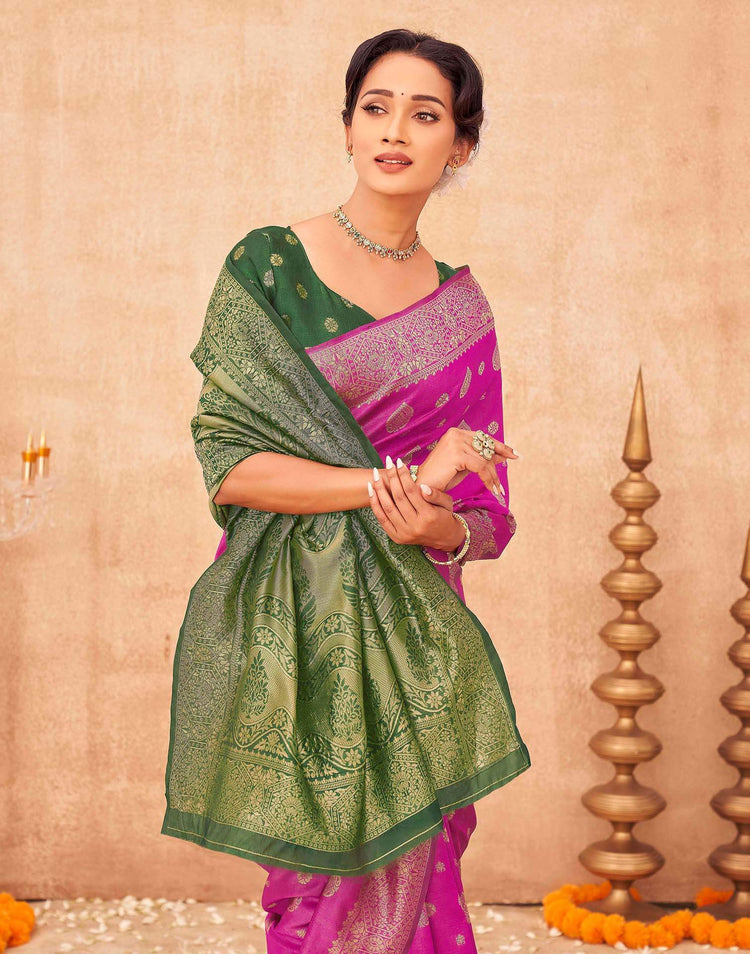Pink Shimmer Silk Woven Banarasi Saree