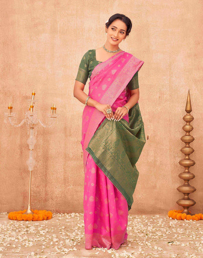 Pink Shimmer Silk Woven Banarasi Saree