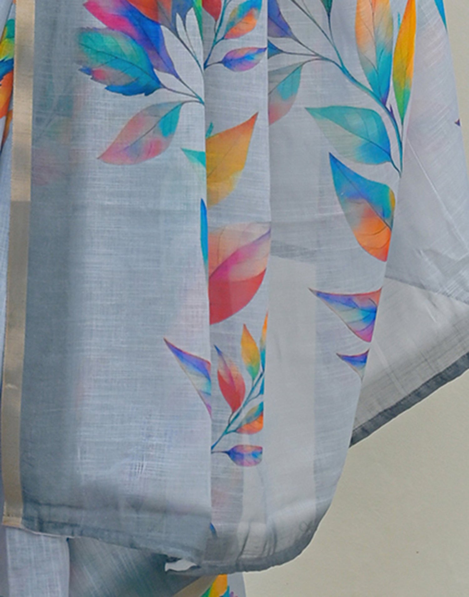 Light Blue Linen Printed Saree