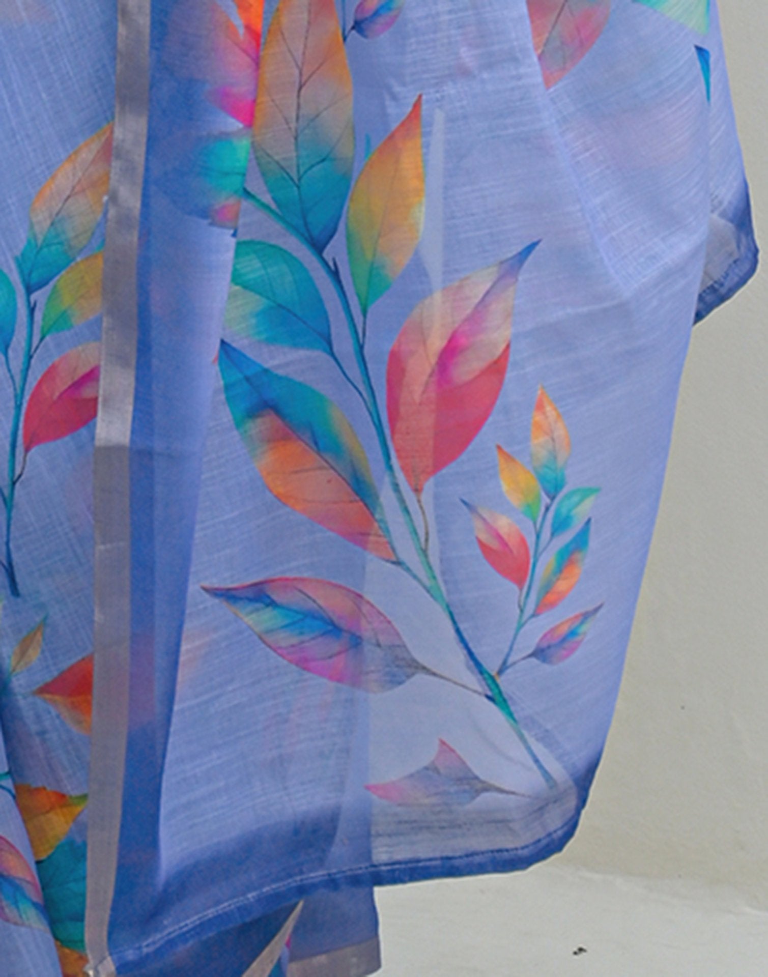 Lavender Linen Printed Saree