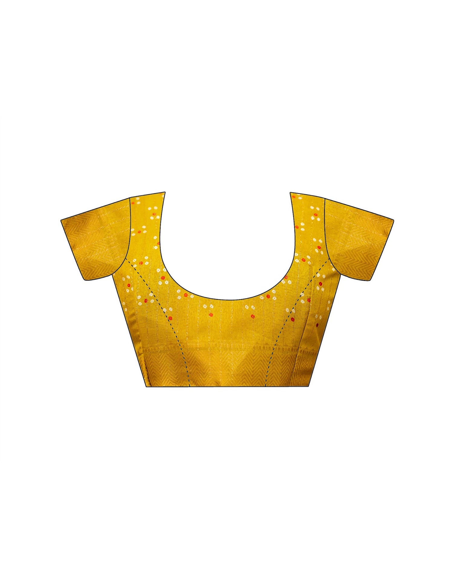 Yellow Silk Bandhani Printed Zari Stripe Saree 