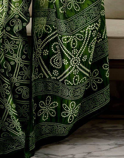 Green Khadi Bandhani Printed Saree 