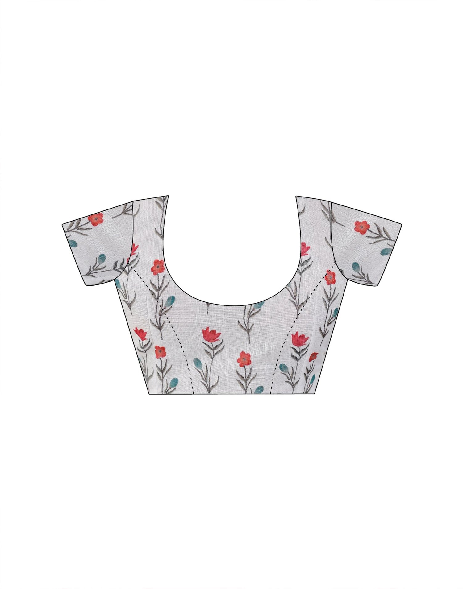 White Linen Printed Saree