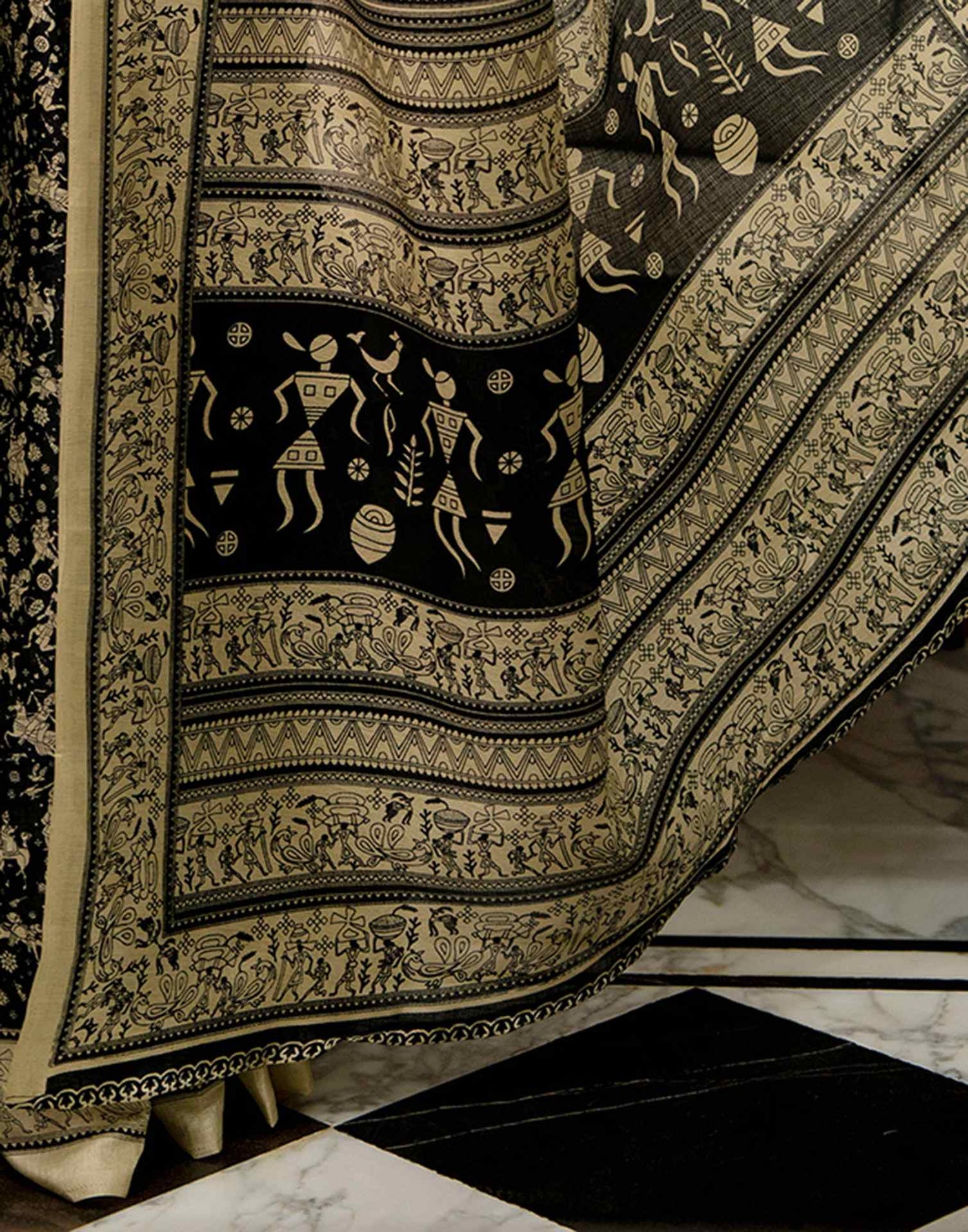 Black Khadi Printed Saree