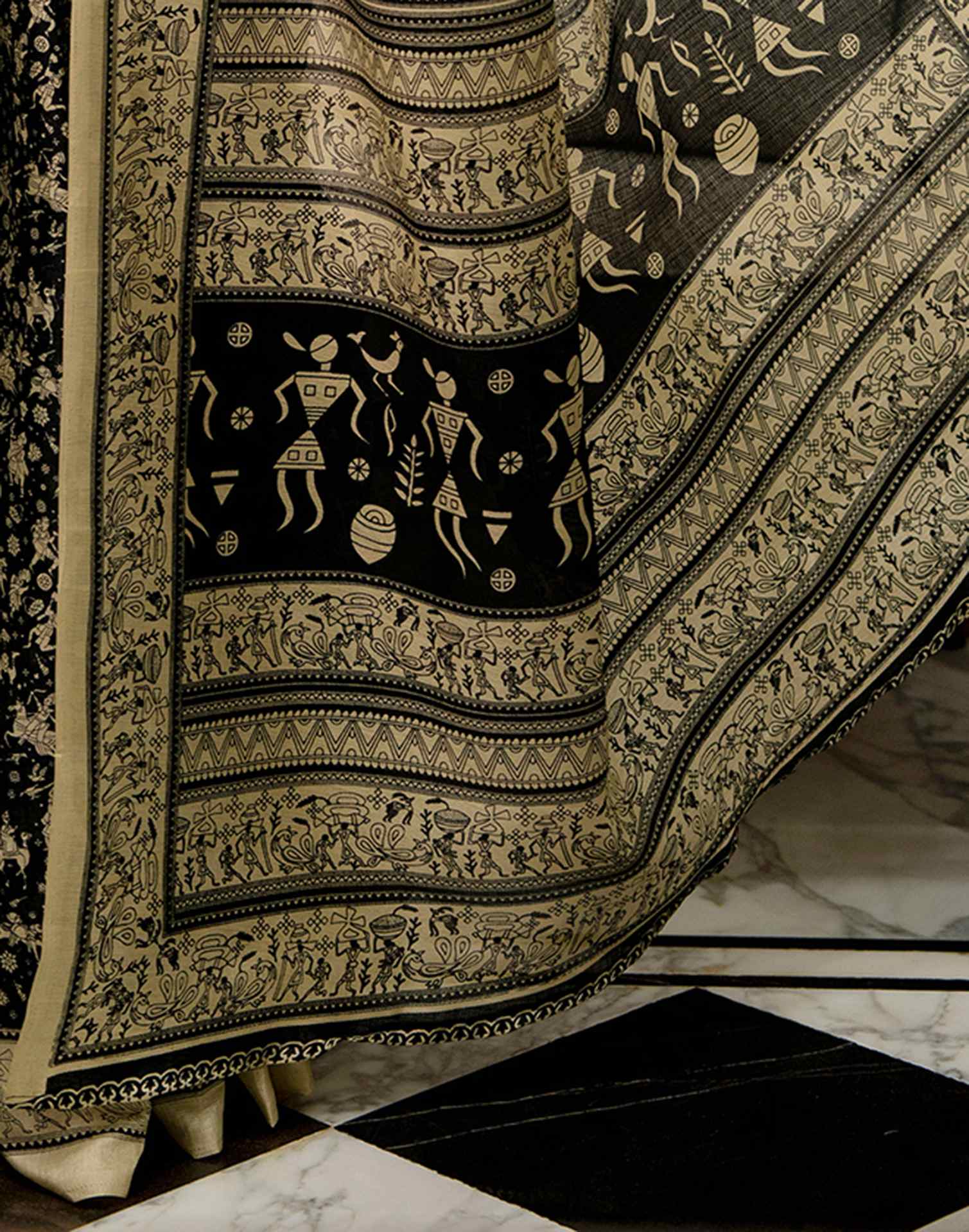 Black Khadi Printed Saree