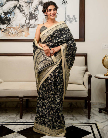 Black Khadi Printed Saree