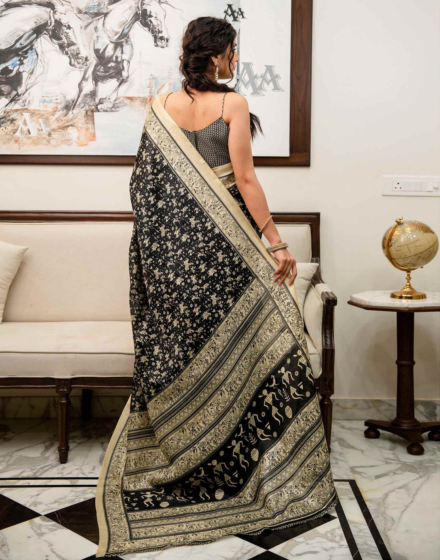 Black Khadi Printed Saree