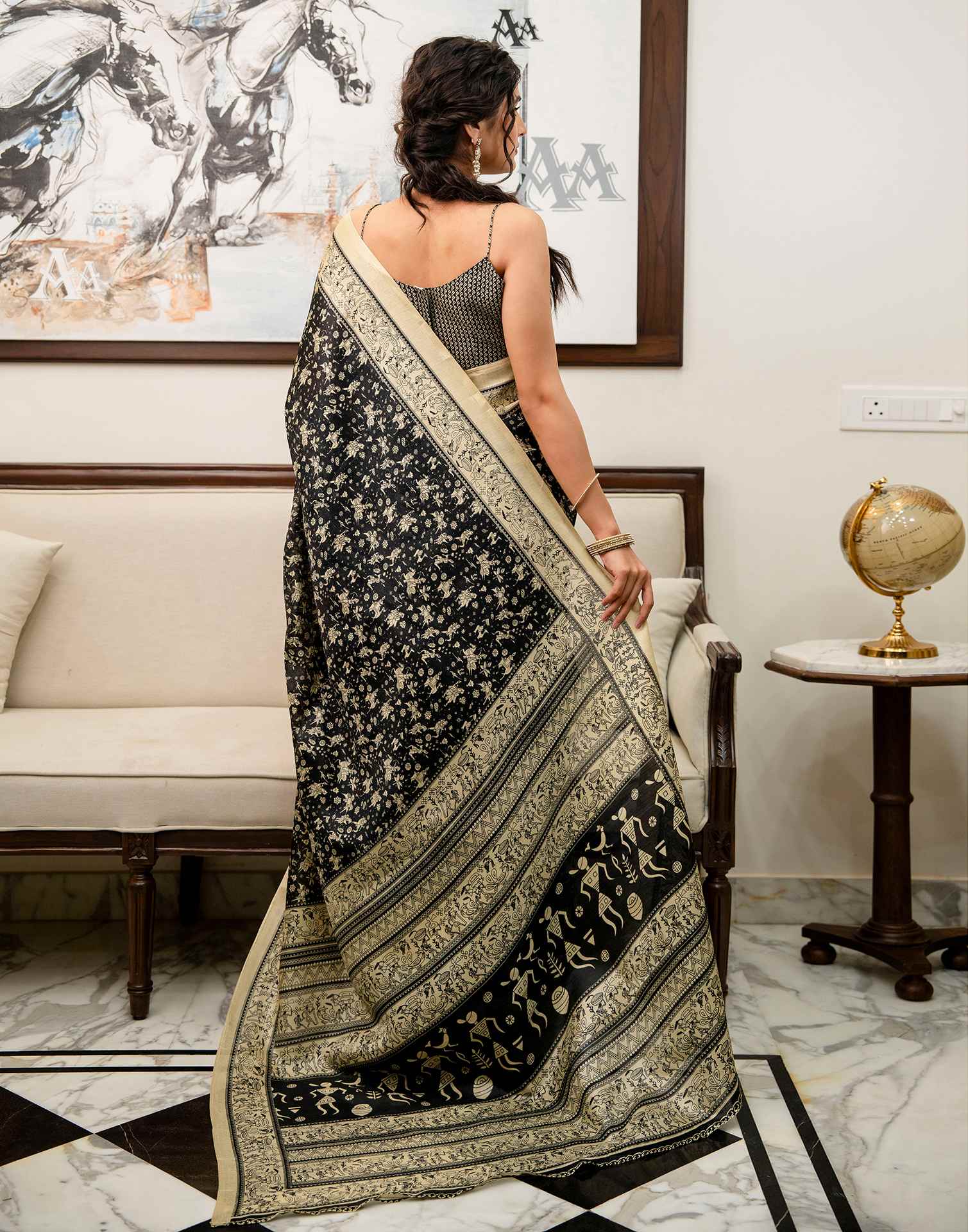 Black Khadi Printed Saree