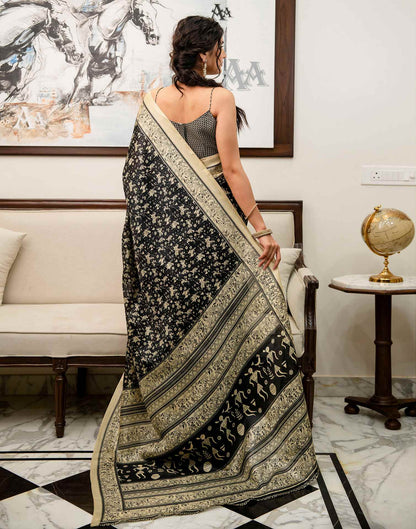 Black Khadi Printed Saree