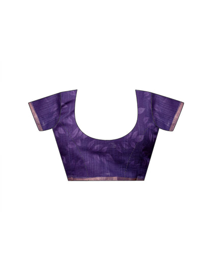 Lavender Linen Printed Saree