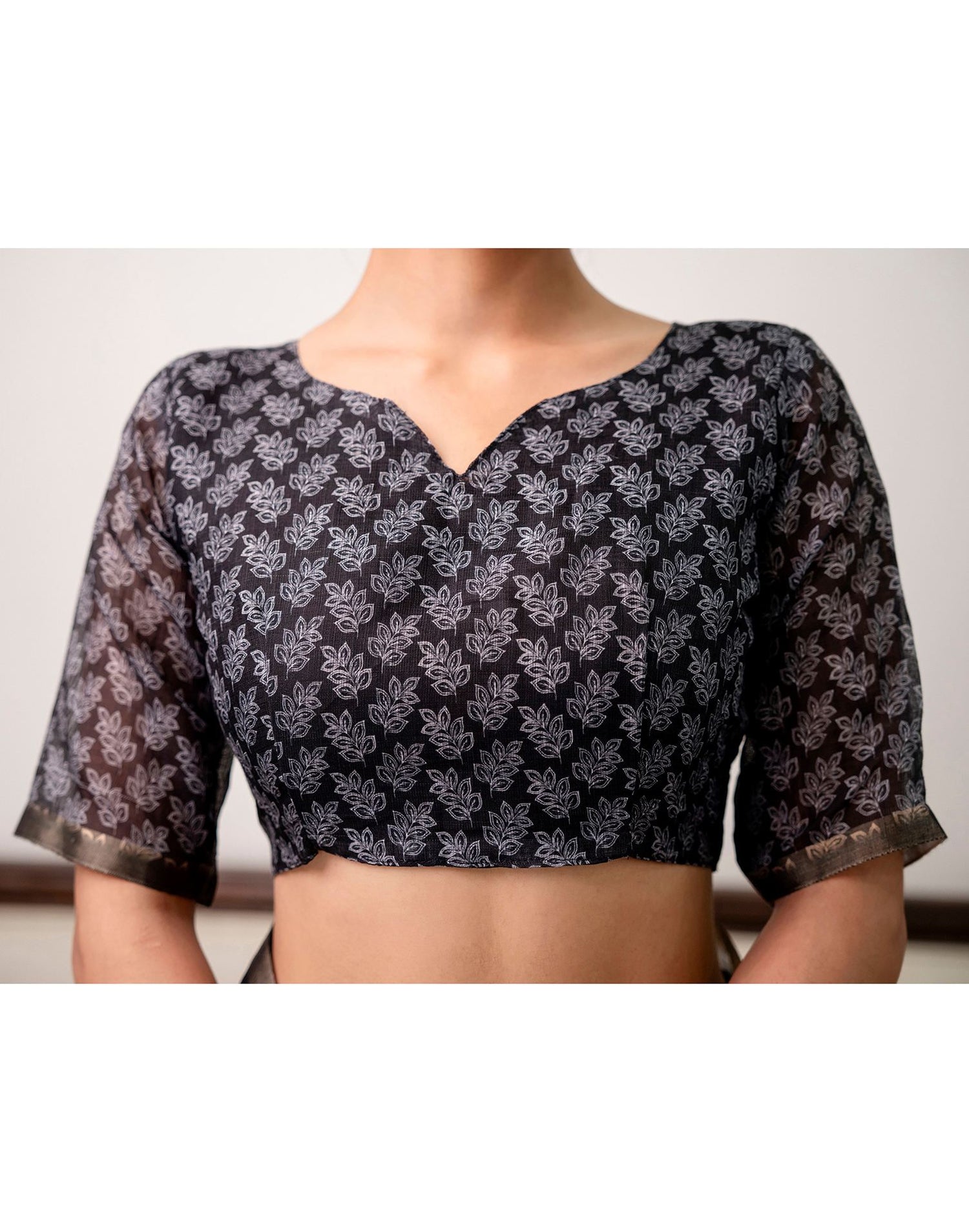 Black Linen Printed Saree