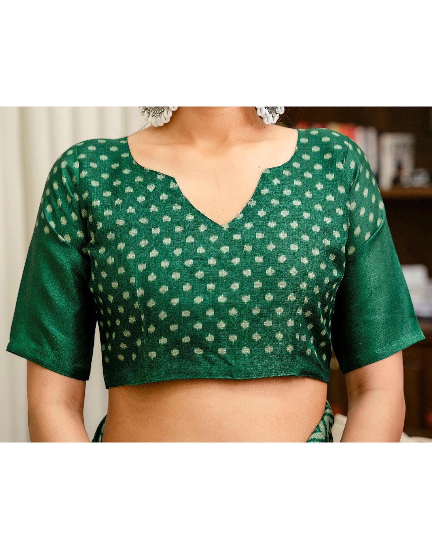 Off White Khadi Ikkat Printed Saree 