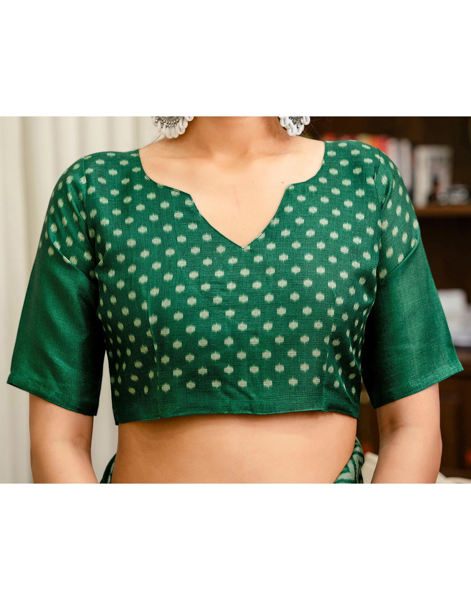 Off White Khadi Ikkat Printed Saree 