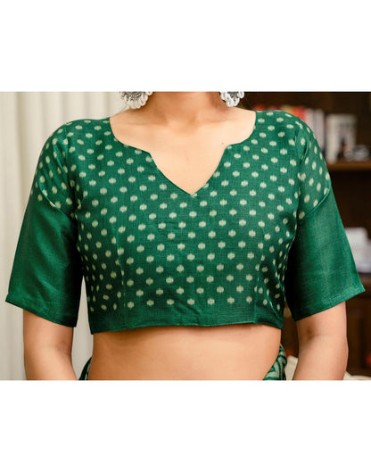 Off White Khadi Ikkat Printed Saree 