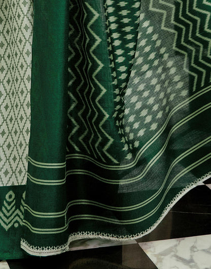 Off White Khadi Ikkat Printed Saree 