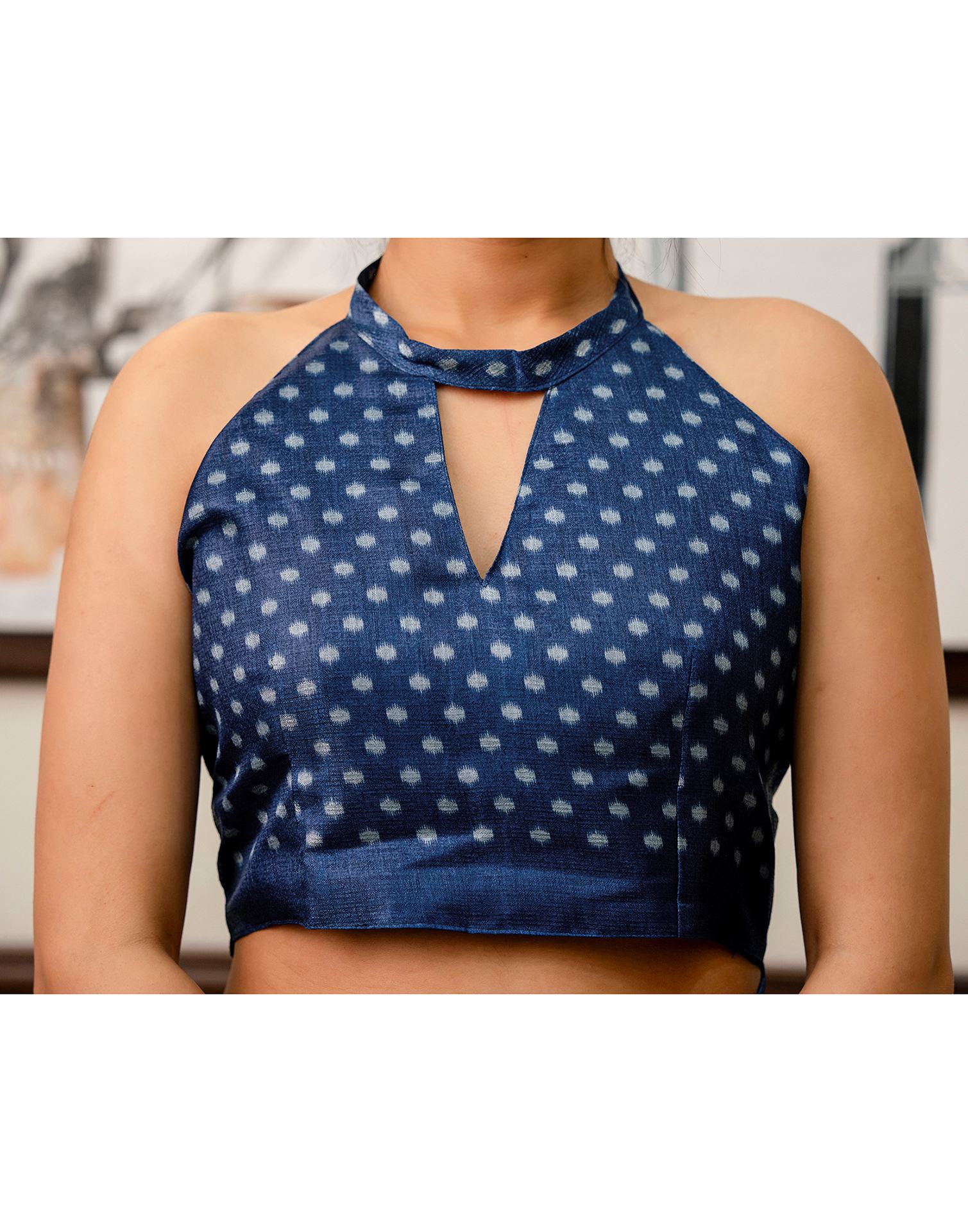 Off White Khadi Ikkat Printed Saree 